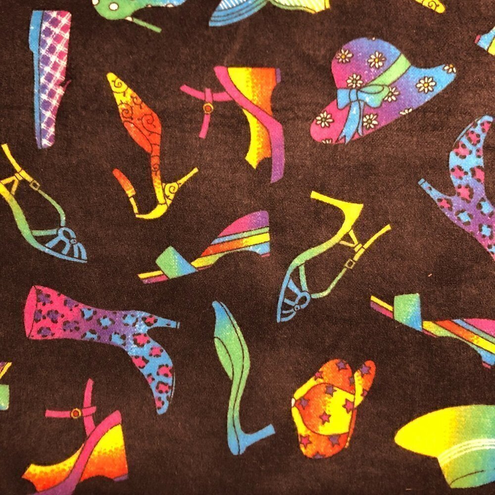 🛒 $13 Flannel Fabric - 2 1/2 yards Shoes Fashion Quilt Craft